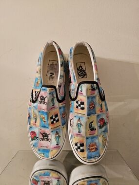 Vans Mens Los Vans  Classic Slip-On Shoes in Multicolor Loteria Print